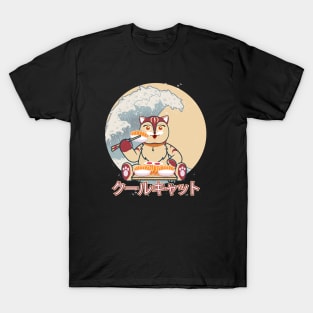 Cute japanese cat, kawaii eat sushi T-Shirt